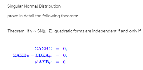Solved Singular Normal Distribution prove in detail the | Chegg.com