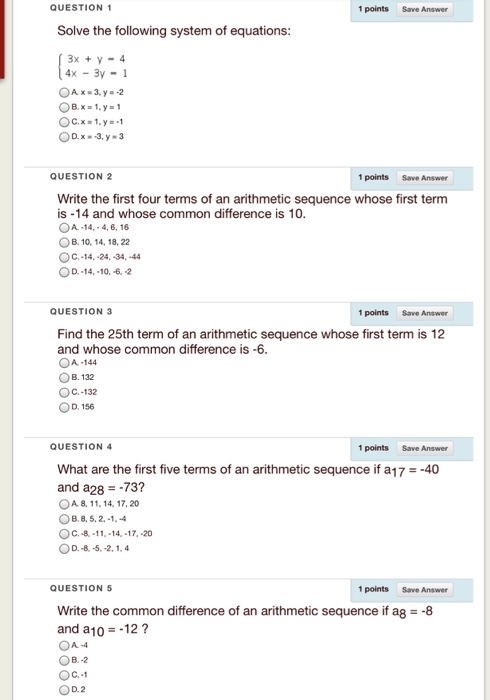 Solved QUESTION 1 1 points Save Answer Solve the following | Chegg.com