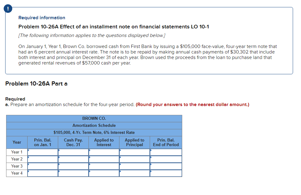 Solved On January 1, Year 1, Brown Co. Borrowed Cash From | Chegg.com