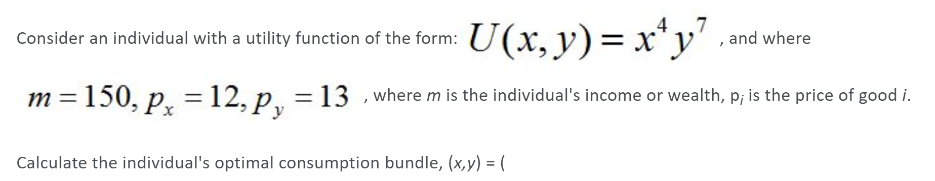 Solved Consider an individual with a utility function of the | Chegg.com