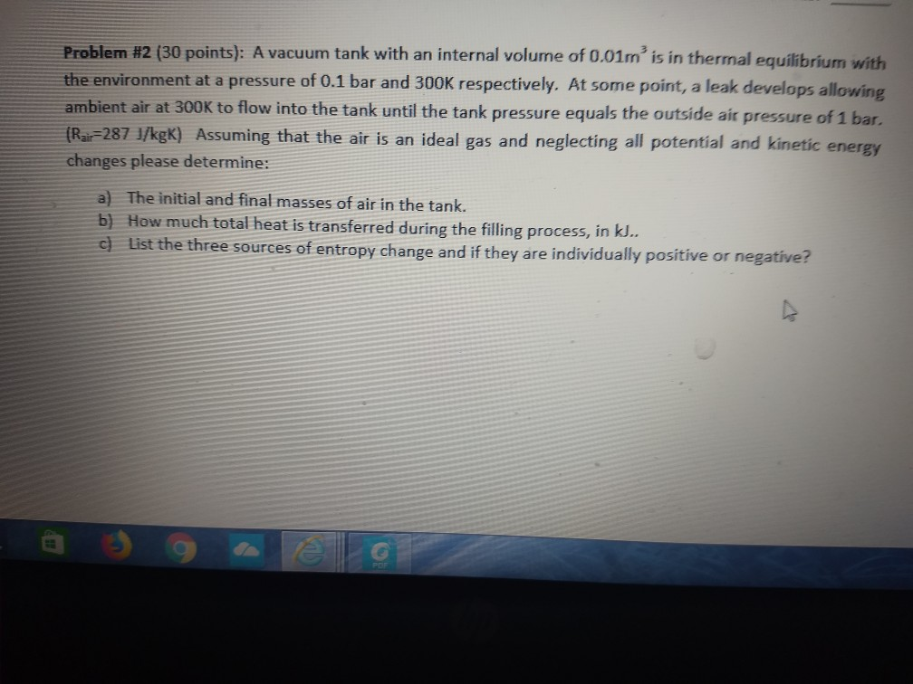 Solved Problem #2 (30 points). A vacuum tank with an | Chegg.com
