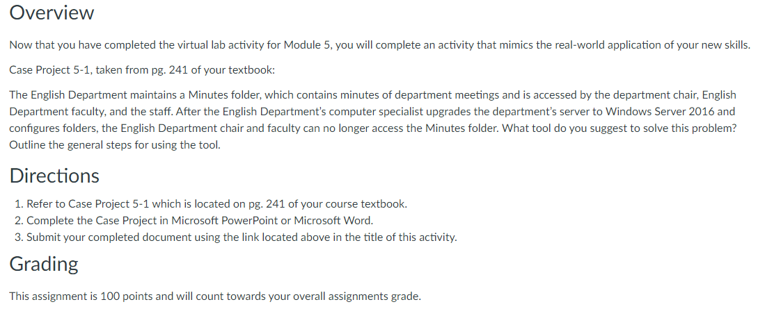 Solved Overview Now that you have completed the virtual lab | Chegg.com