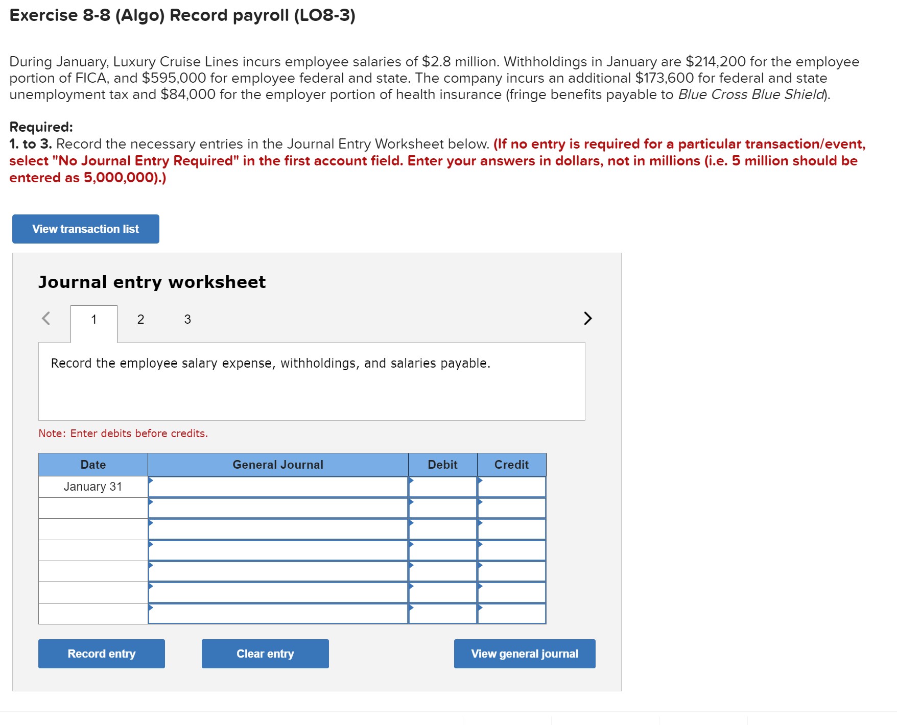 Solved Journal Entry Worksheet Record The Employer-provided | Chegg.com