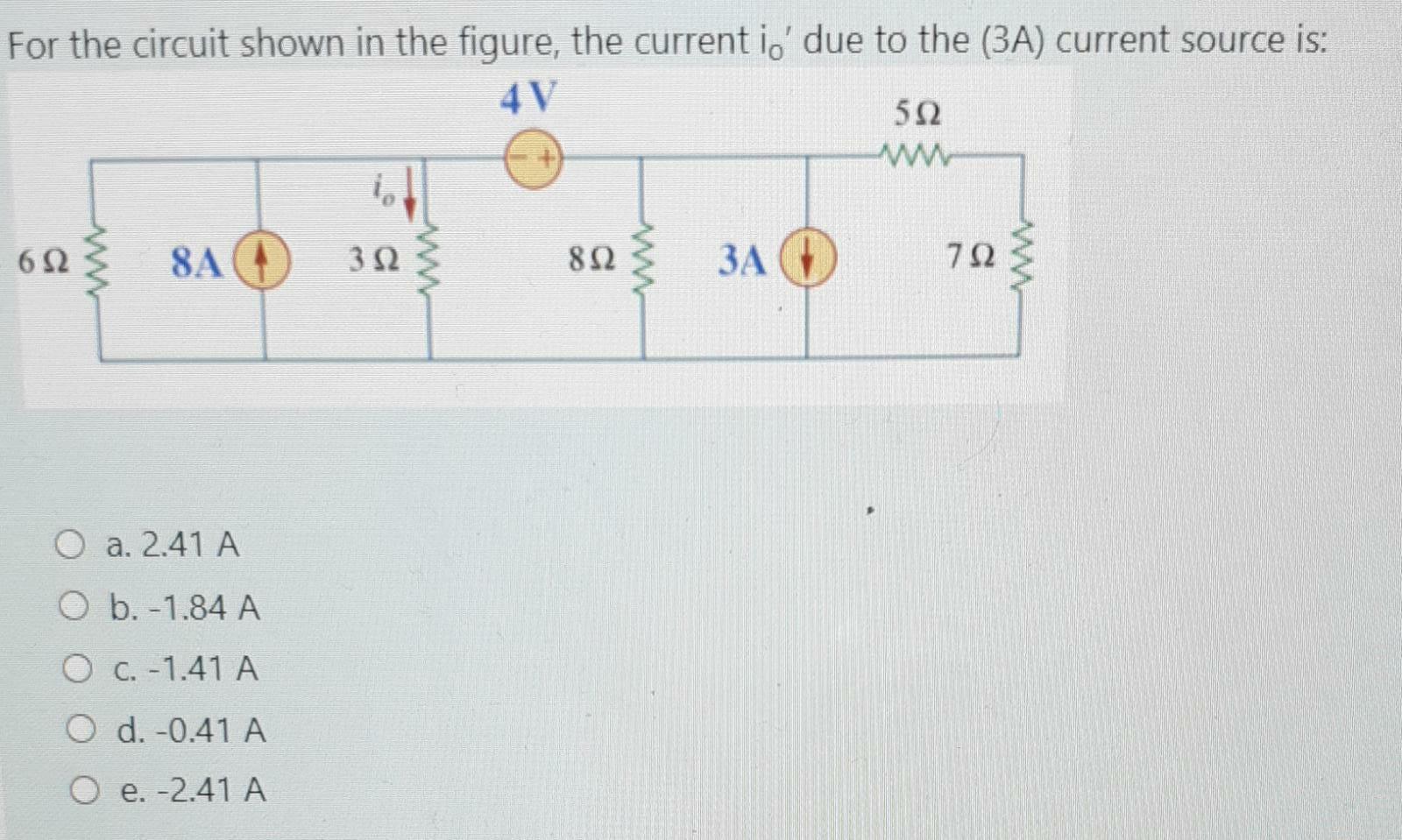 Solved For the circuit shown in the figure, the current i.' | Chegg.com