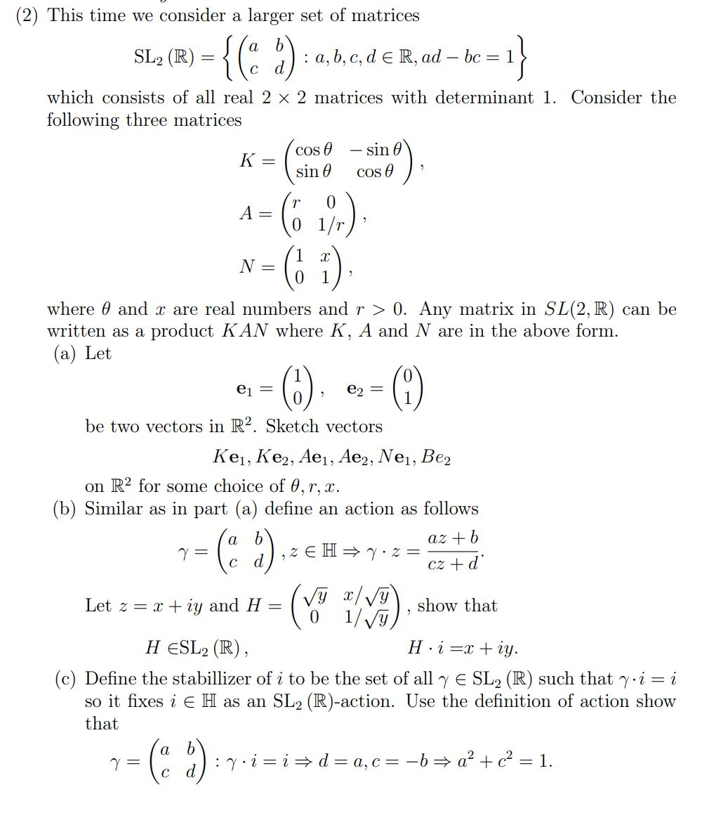 Solved 2 This Time We Consider A Larger Set Of Matrices Chegg Com