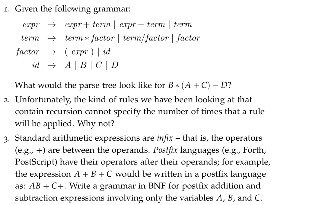 Solved 1. Given The Following Grammar: Expr → Expr+ Term \ | Chegg.com