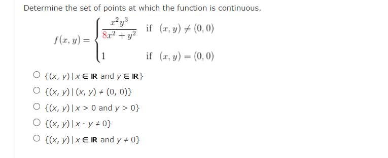 Solved Determine the set of points at which the function is | Chegg.com
