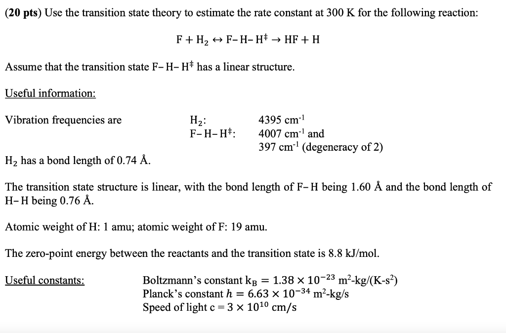 Pts Use The Transition State Theory To Estima Chegg Com