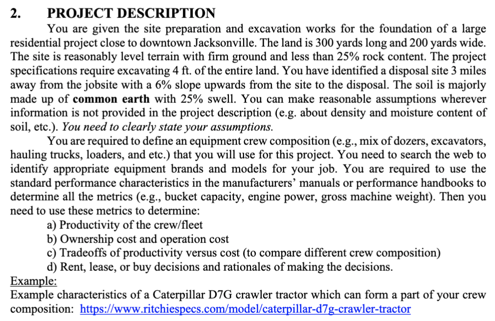 Solved 2. PROJECT DESCRIPTION You Are Given The Site | Chegg.com