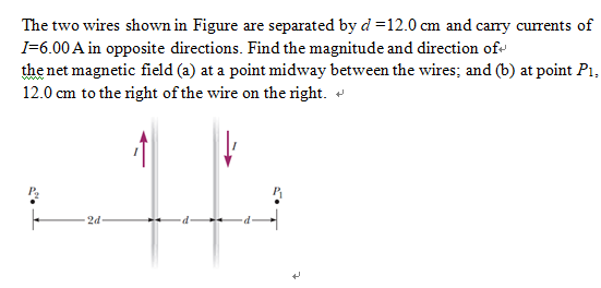 Solved The two wires shown in Figure are separated by d | Chegg.com