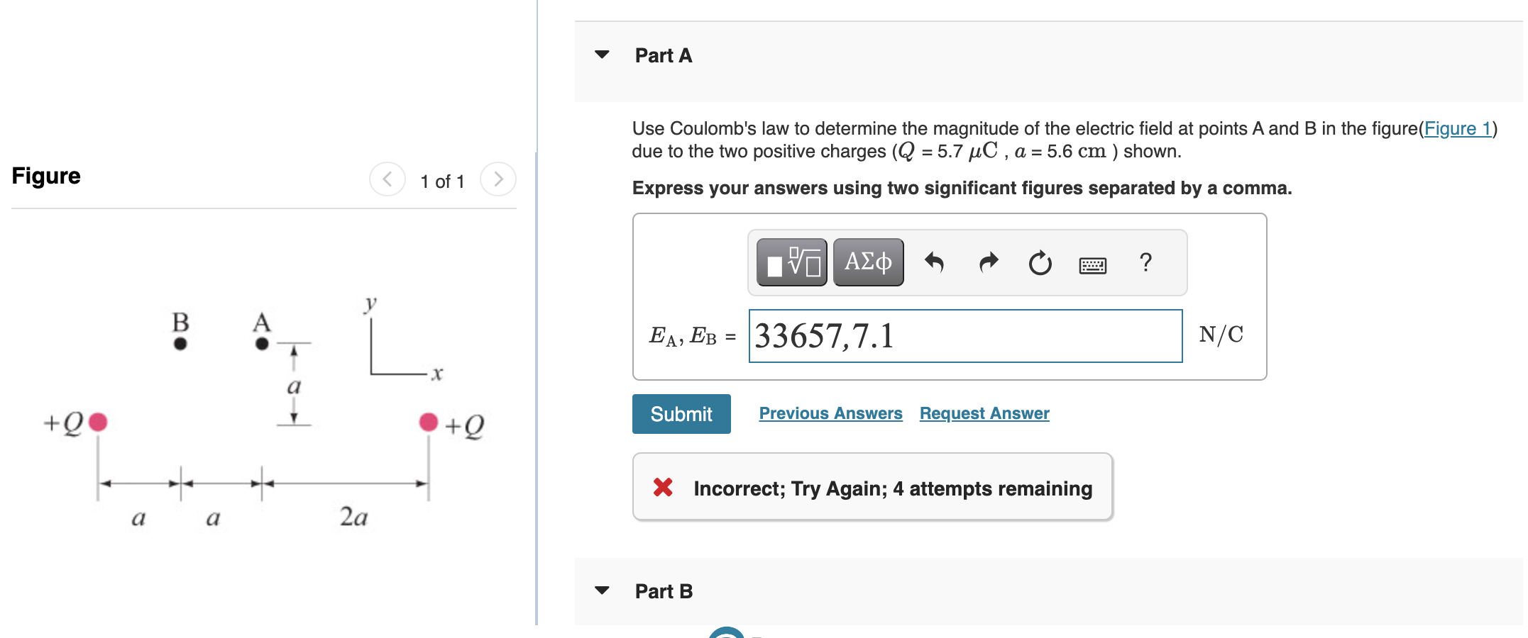 Solved Use Coulomb's law to determine the magnitude of the | Chegg.com