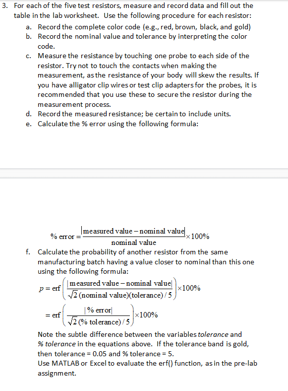 Experiment 1 Using the DMM as an Ohmmeter The