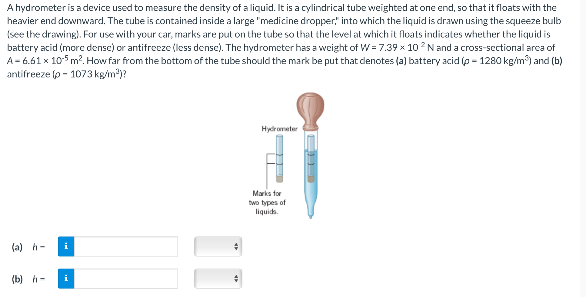 Solved A hydrometer is a device used to measure the density