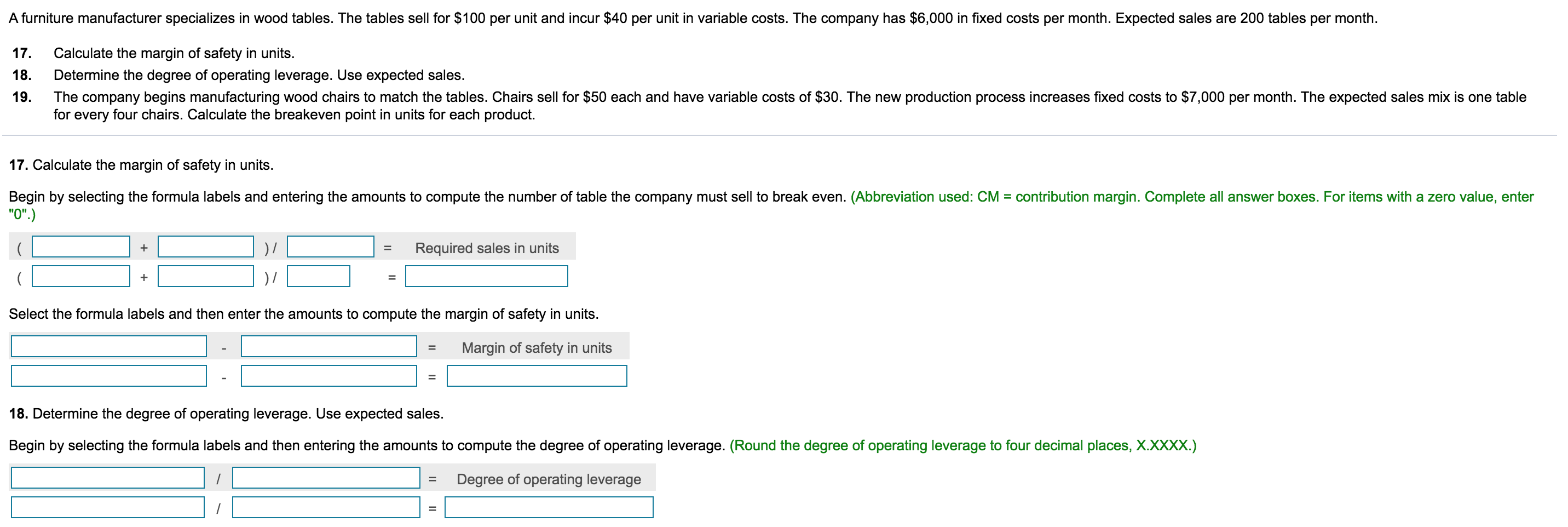 Solved A furniture manufacturer specializes in wood tables.