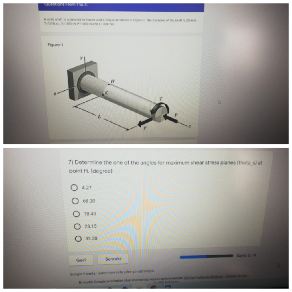 A Solid Shaft Is Subjected To Forces And A Torque As Chegg Com