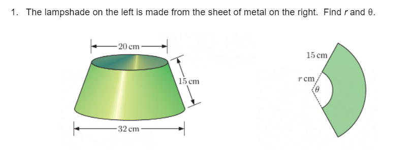 Solved 1. The lampshade on the left is made from the sheet | Chegg.com