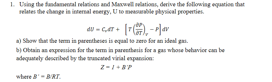 Solved 1. Using the fundamental relations and Maxwell | Chegg.com