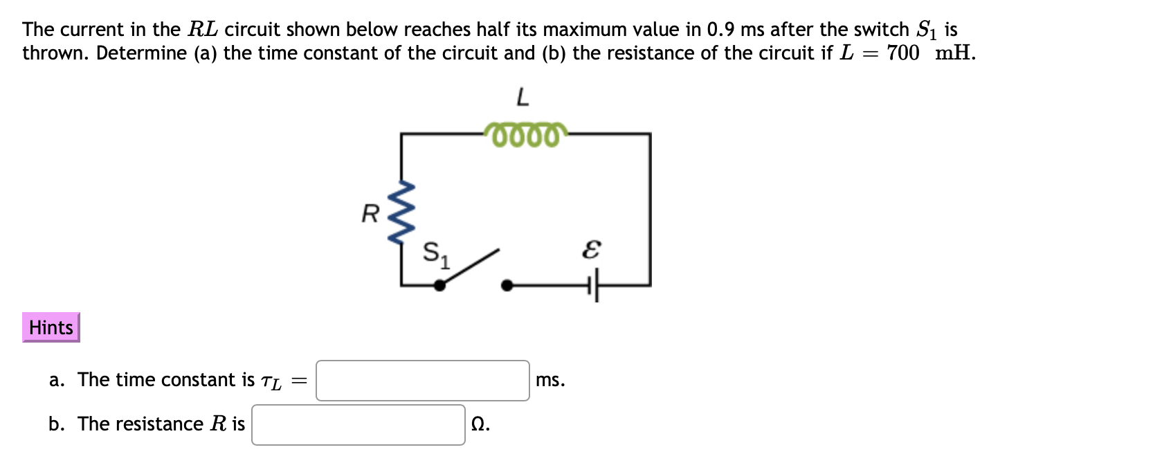 Solved The current in the RL circuit shown below reaches | Chegg.com