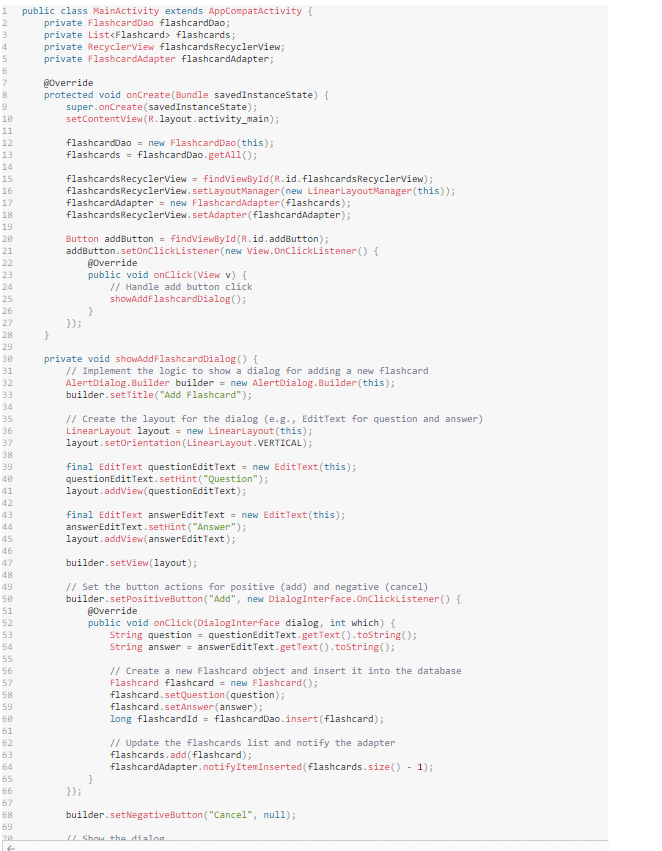 Solved I would like to develop a flashcard android studio
