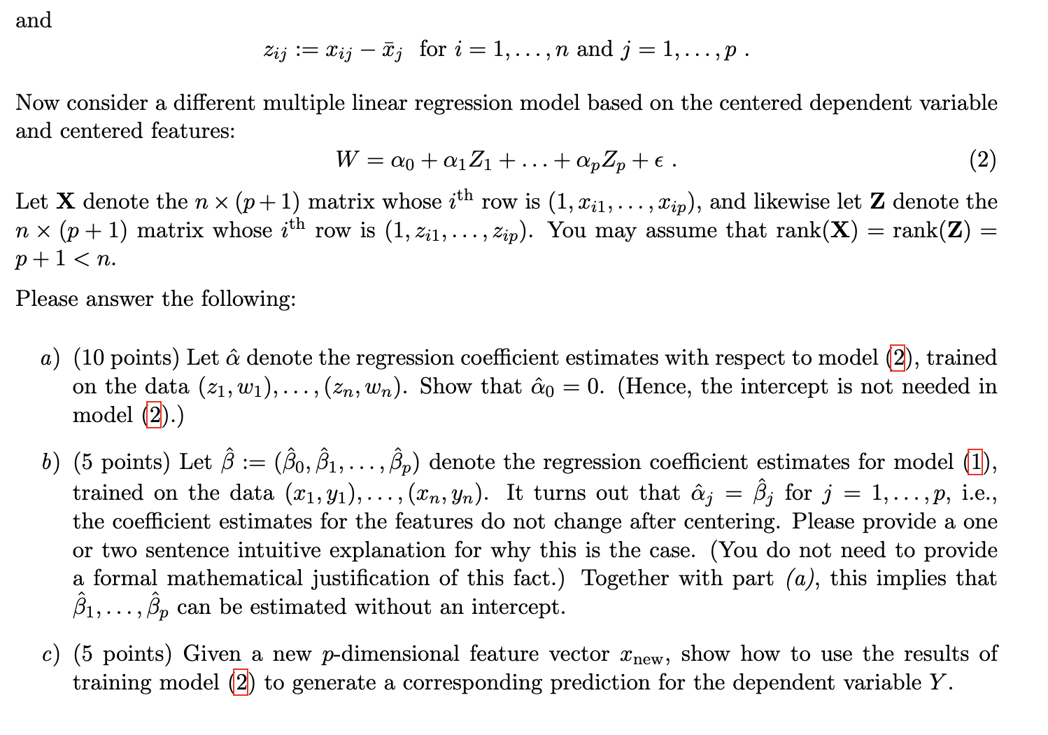 Solved Consider The Multiple Linear Regression Model: | Chegg.com