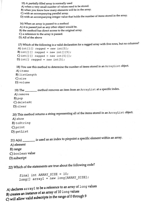 solved-15-a-partially-filled-array-is-normally-used-a-when-chegg