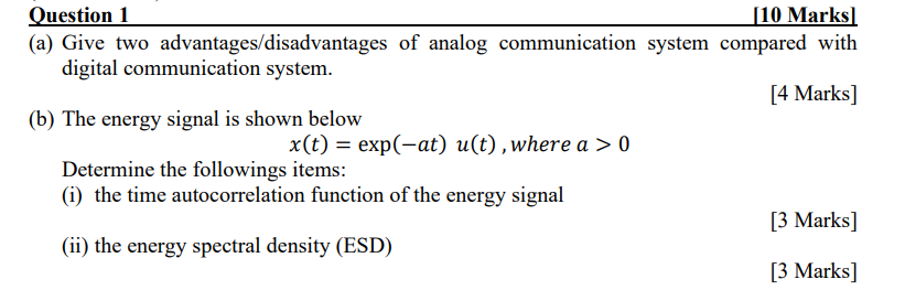 Solved Question 1 (10 Marks (a) Give two | Chegg.com
