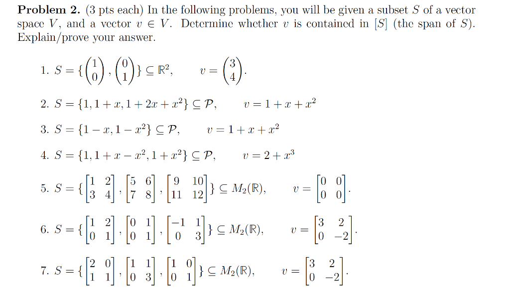 Solved Problem 2. (3 Pts Each) In The Following Problems, | Chegg.com