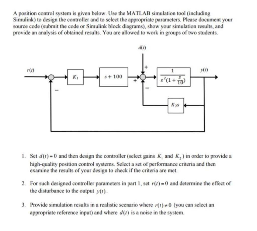 Solved A position control system is given below. Use the | Chegg.com
