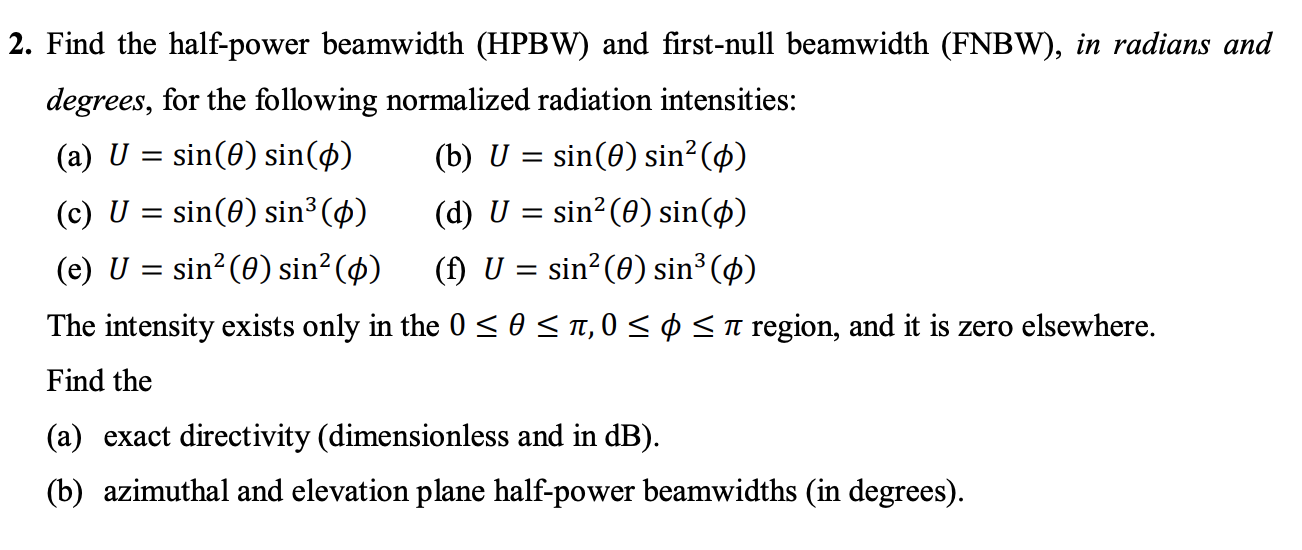 2. Find The Half-power Beamwidth (HPBW) And | Chegg.com