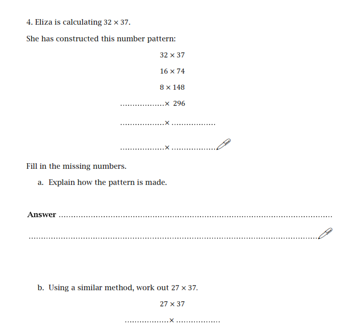 32x27 Math Solved 4. Eliza is calculating 32 x 37. She has constructed | Chegg.com