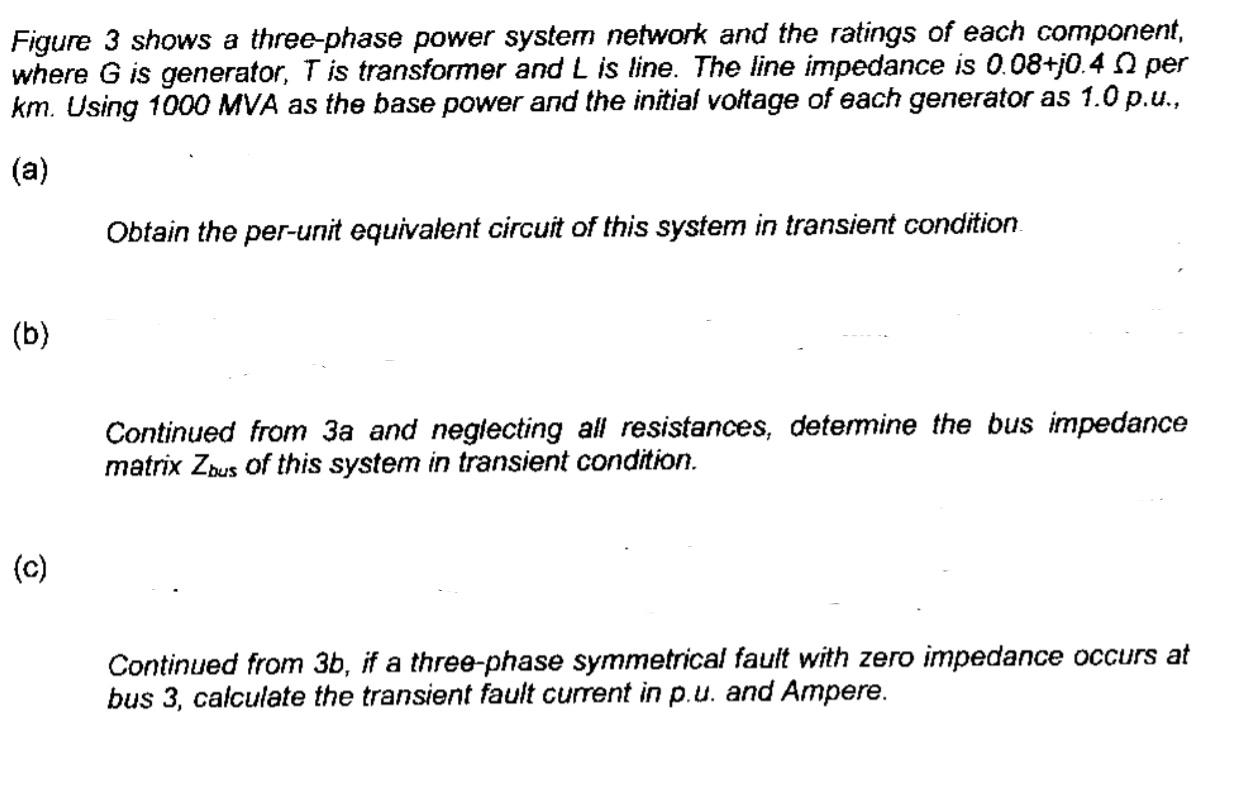 Solved Figure 3 shows a three-phase power system network and | Chegg.com