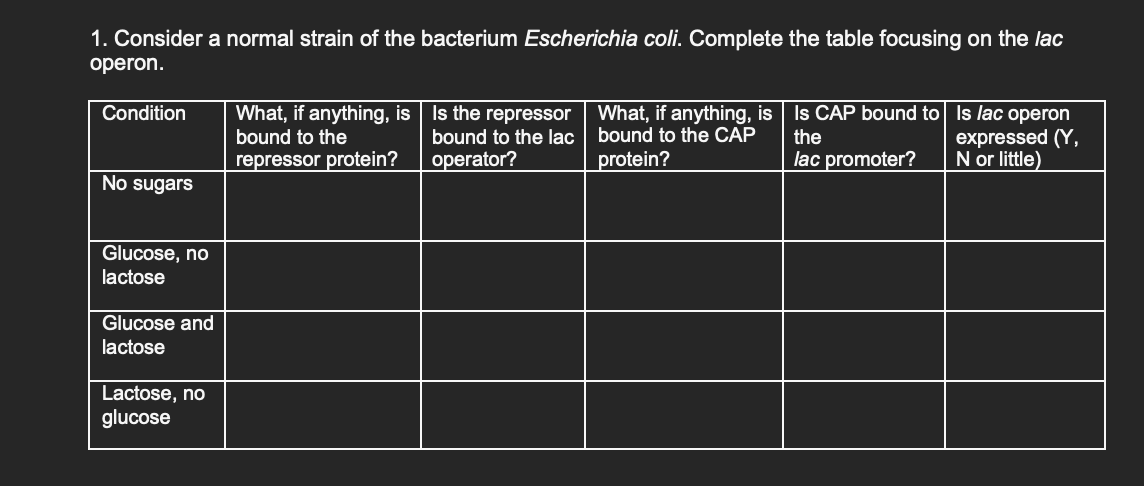 Solved 1. Consider a normal strain of the bacterium | Chegg.com