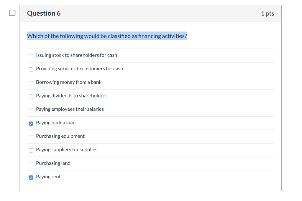 Solved Question 6 1 Pts Which Of The Following Would Be | Chegg.com