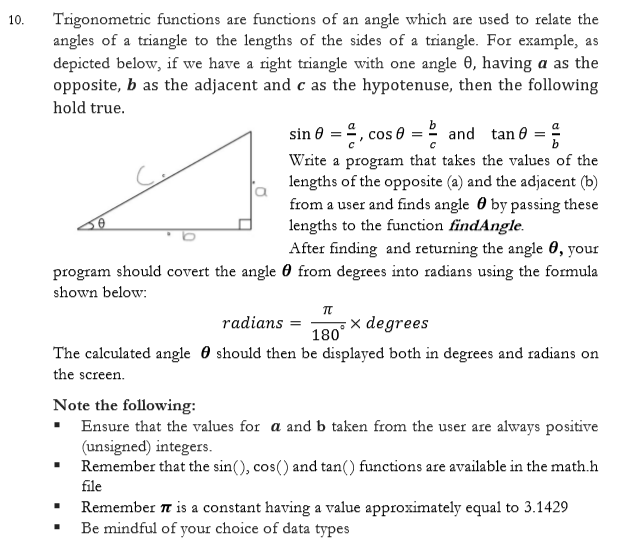 Solved 10. с Trigonometric functions are functions of an | Chegg.com