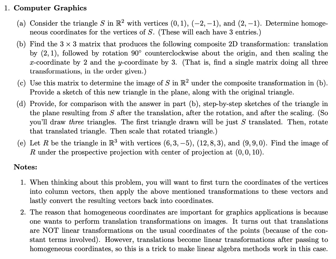 Solved 1. Computer Graphics (a) Consider the triangle S in | Chegg.com