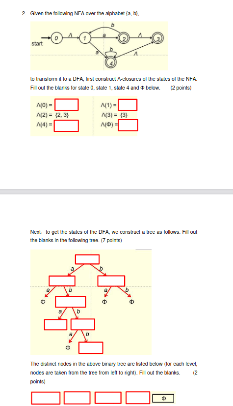 Solved 2. Given The Following NFA Over The Alphabet {a,b}, | Chegg.com