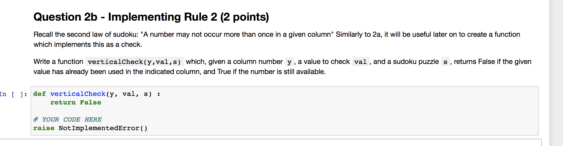 Solved Question 2b - Implementing Rule 2 (2 points) Recall | Chegg.com