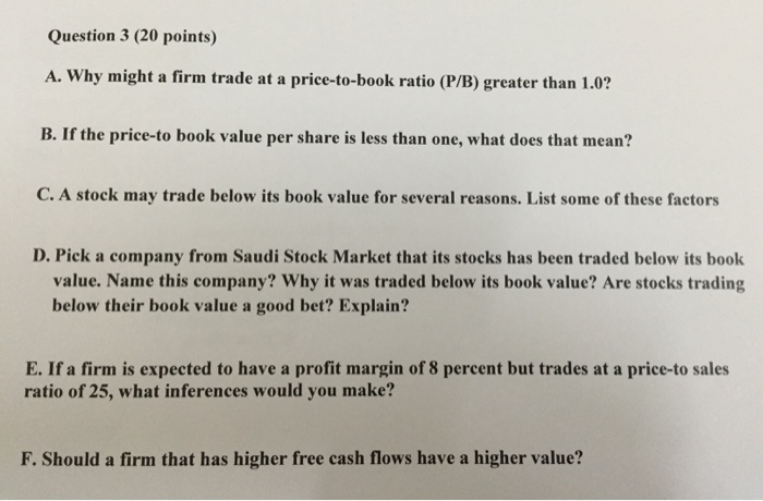 Solved Question 3 20 Points A Why Might A Firm Trade At A Chegg