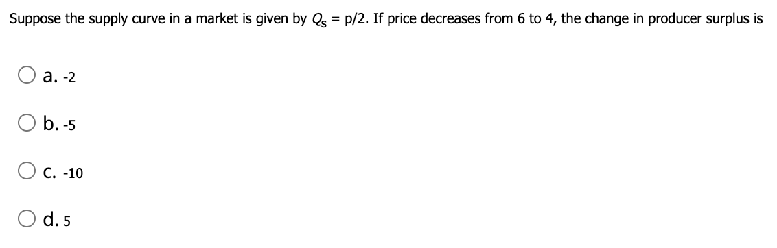 Solved Suppose the supply curve in a market is given by Qs = | Chegg.com