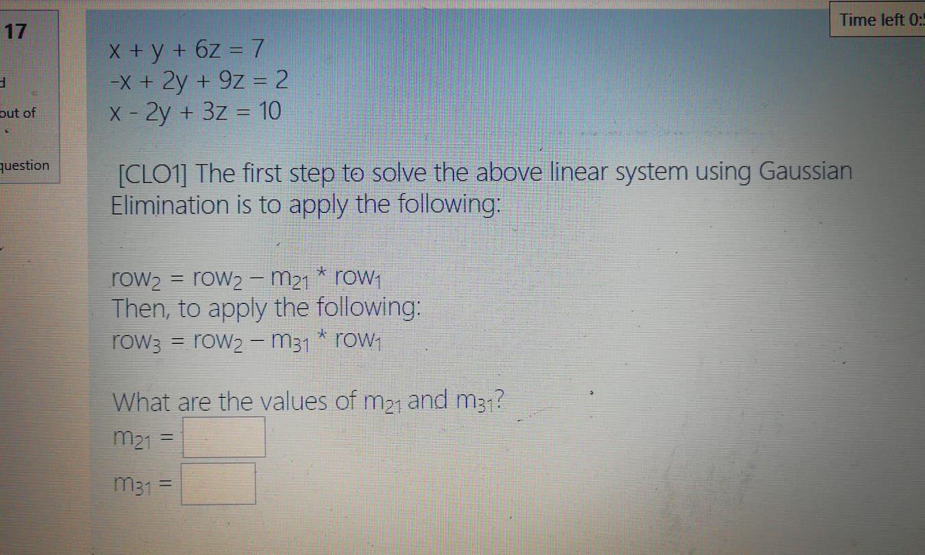 Solved Time left 0 17 x y 62 7 X 2y 97 2 x 2y 3z