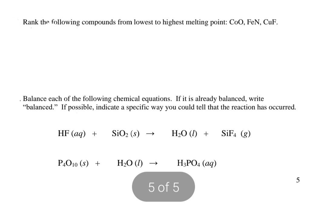 Solved Rank the following compounds from lowest to highest | Chegg.com