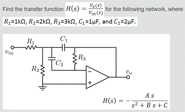 Solved V.(S) Find the transfer function H(S) for the | Chegg.com