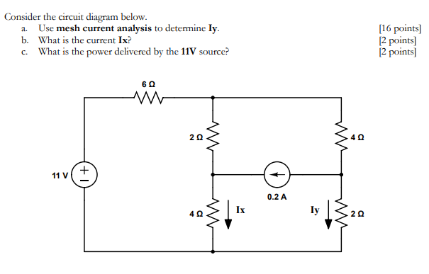 Solved Consider the circuit diagram below. a. Use mesh | Chegg.com