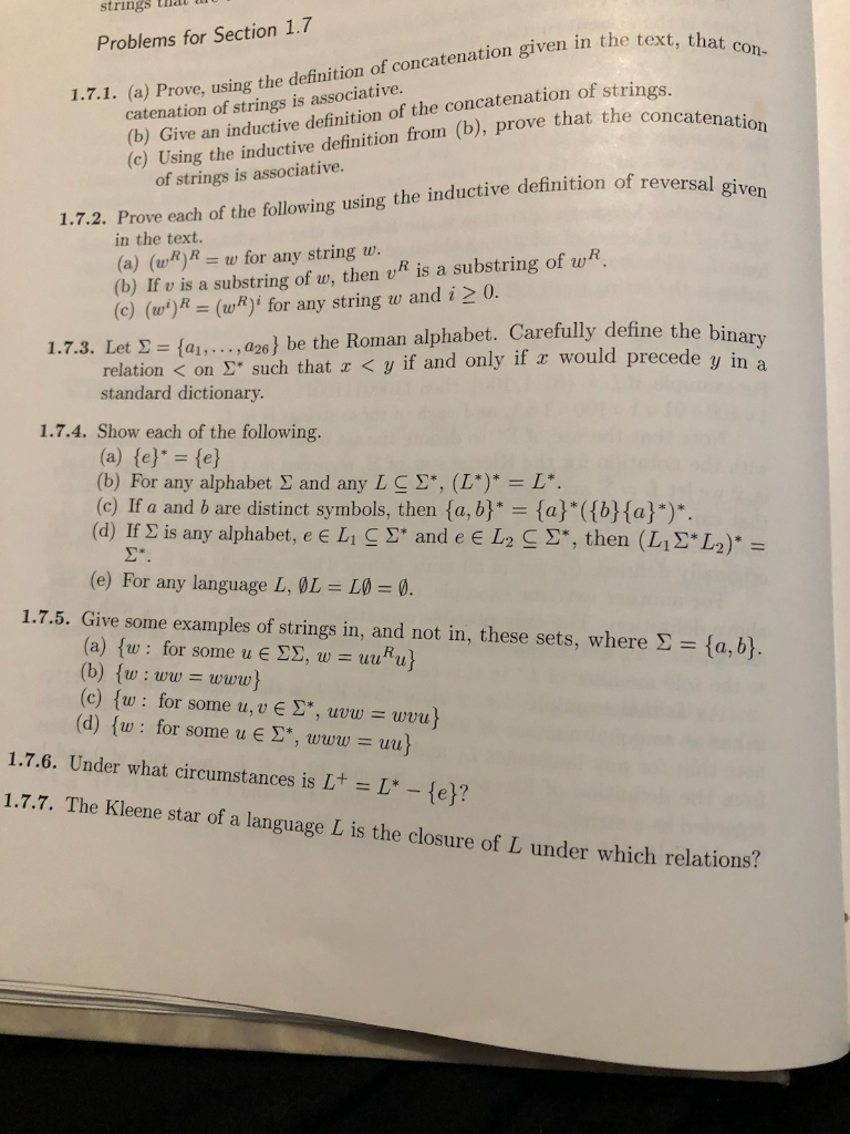 Solved Strings Tid Problems For Section 1 7 In The Text Chegg Com