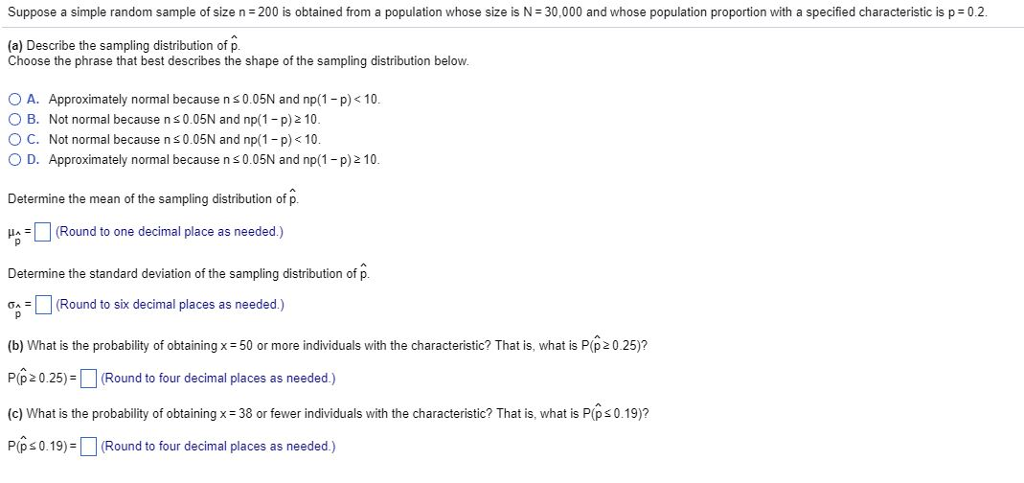 Solved Suppose a simple random sample of size n =200 is | Chegg.com