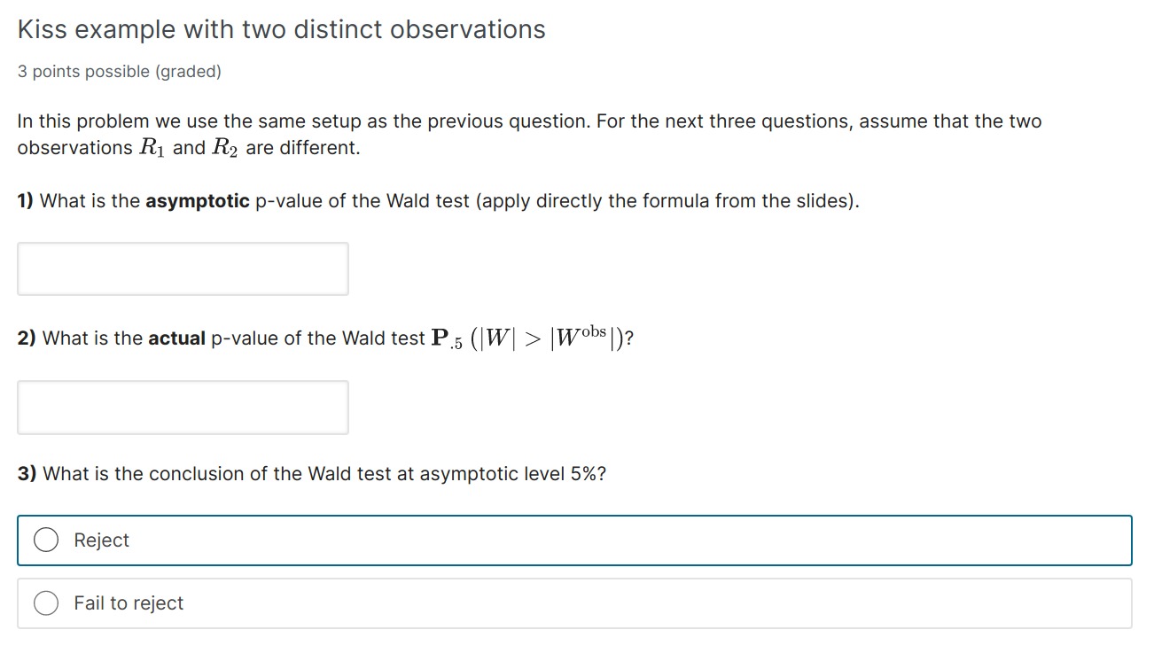 Kiss example with two observations 2 points possible Chegg com