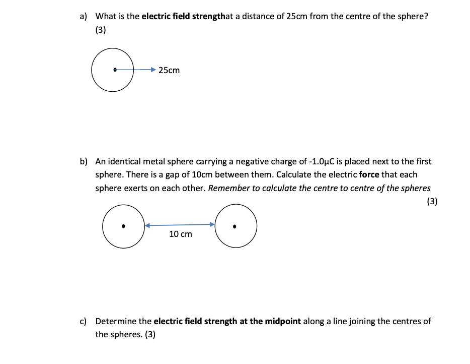 Solved A metal sphere of radius 20cm carries a positive