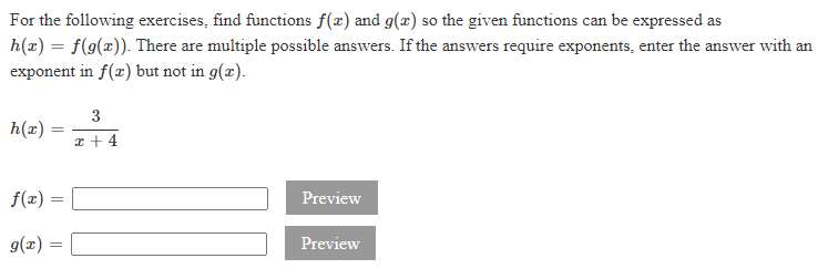 Solved For The Following Exercises, Find Functions F(c) And | Chegg.com