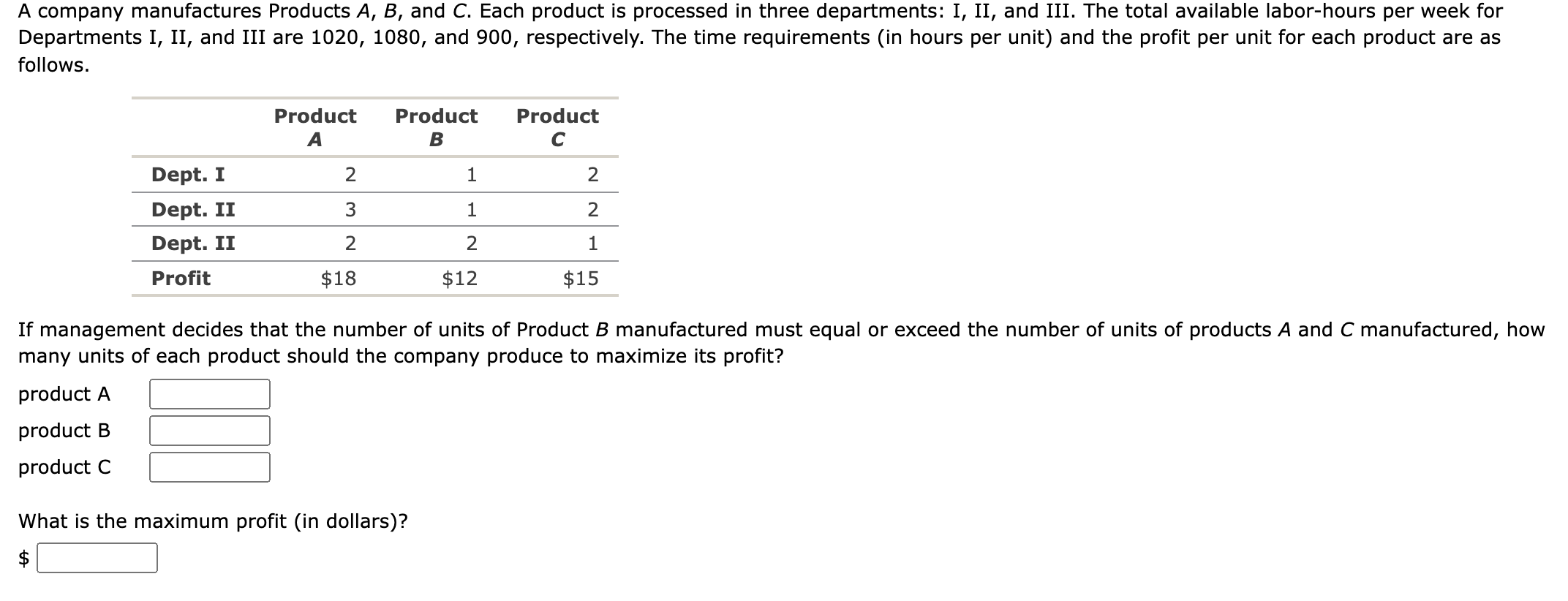 Solved A Company Manufactures Products A, B, And C. Each | Chegg.com