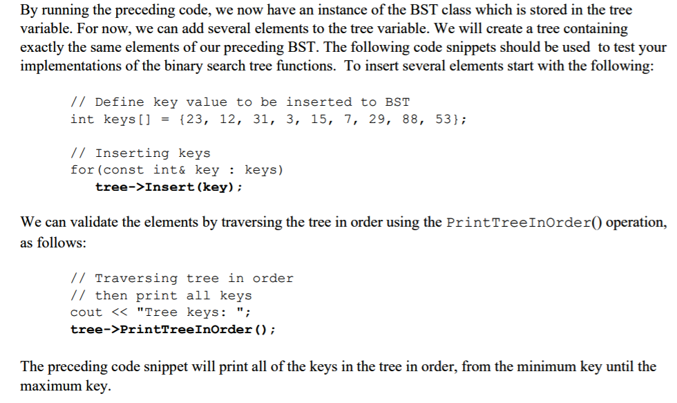 Solved 3.1 Create A BST In C++ Create The Files BSTNode.h | Chegg.com